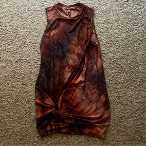 SHEIN Brown & Rust Tie-Dye Mini Dress